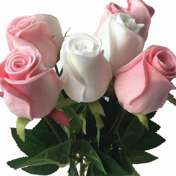 11pcs Real Touch PU Roses artificielles naturelles à la recherche de fausses fleurs roses pour la décoration florale de fête de mariage 201222