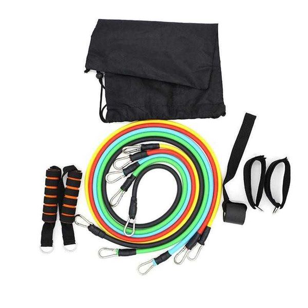 11 Uds juego de bandas de resistencia expansor ejercicio Fitness cuerda de tracción banda de goma elástica estiramiento Yoga tubos arnés entrenamiento H1026