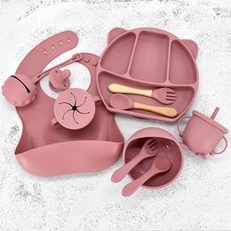 11pcs Set Baby Silicone Assiette avec Sucker for Childre