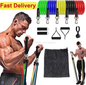 11pcs / set Exercices Bandes de résistance Tubes en latex Pédale Excerciser Body Home Gym Fitness Training Workout Yoga Élastique Pull Corde Équipement