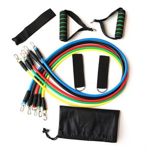 11 stks Set Natuurrubber Latex Fitness Weerstand Bands Oefening Buizen Praktische Elastische Training Touw Yoga Trekkoord Pilates217w