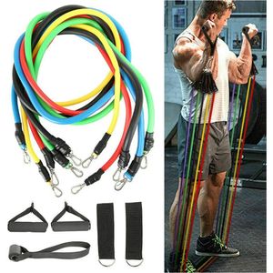 11 stks / set Pull Touw Fitness Oefeningen Resistance Bands Latex Buizen Pedaal Excerciser Body Training Workout Elastische Yoga Band Gunst RRA3117