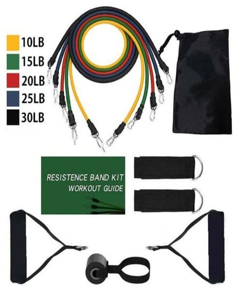 11 Unids / set Tirar Cuerda Ejercicios de Fitness Bandas de Resistencia Tubos de Látex Pedal Ejercitador Entrenamiento Corporal Entrenamiento Banda Elástica de Yoga En Sto6963543