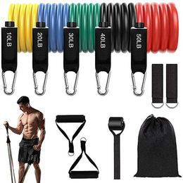 11 stks / set Weerstand Bands 150 lbs Sport Elastische Fitness Rubber Banden Yoga Oefening Gum Traning Expander Tape Home Gym Apparatuur H1026