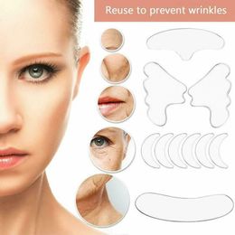 11 stks / set Herbruikbare Siliconen Rimpel Removal Sticker Gezicht Voorhoofd Hals Oog Stickers Pad Anti Aging Skin Lifting Care Patch J017