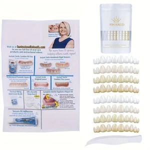 11 unids/set kit de reparación de dientes, dientes falsos de sombra natural temporal para llenar el espacio, kit de cuidado dental de bricolaje de dientes falsos para relleno de coronas para arreglar los faltantes y rotos