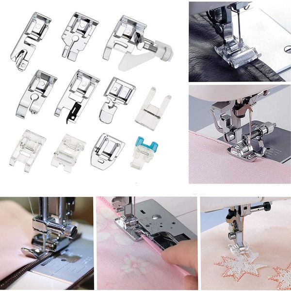 11 pcs coudre la machine de couture kit de pied de pied SCAP MAISON sur le pied de la machine à coudre pour la machine à coudre à faible tige des accessoires de couture bricolage