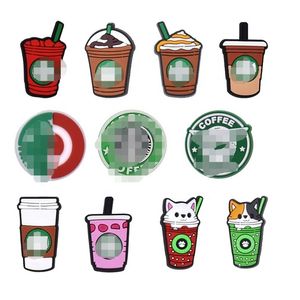 11 Pcs + Groothandel 2021 Populaire Drank Star Bucks Koffie Croc Schoen Charmes Pvc Rubber Lace Charm Schoen Accessoire