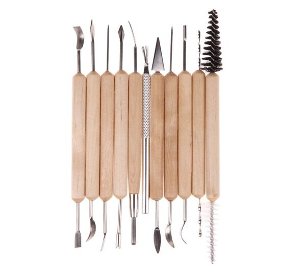 11pcs outils de travail en bois Clay Sculpting Set Wax Wood Carving Tools Pottery Shapers Modeling Modeling Hand Tools3974397