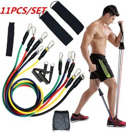 11pcsset exercices bandes de résistance Tubes en Latex pédale extrait corps maison Gym Fitness entraînement Yoga élastique tirer corde Eq4153266