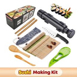 Kit d'équipement pour machine à Sushi, boule de riz japonaise, moule en rouleau de gâteau, multifonctionnel, outils de cuisine, 11 pièces, 240304