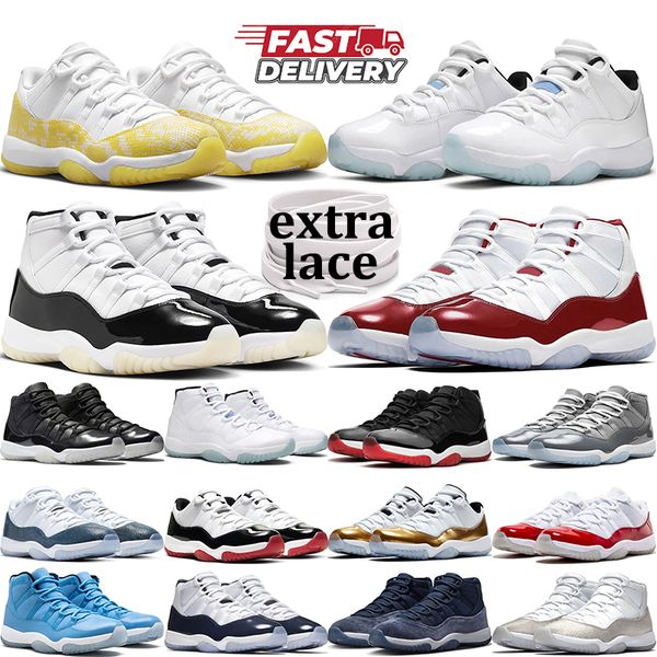 11s Cheery Basketball Chaussures 11 Low Gratitude Cool Grey Bred Legend Blue Midnight Navy Yellow Snakeskin baskets de sport pour hommes