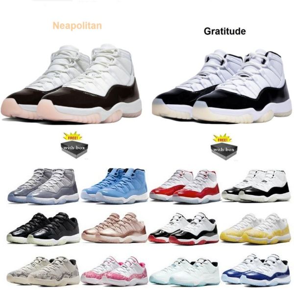 11S Gratitude Napolitan 2024 Chaussures de basket-ball Low Cement cool Gris 11S DMP Gamma bleu cerise Pure Violet baskets chaussures de sport avec boîte