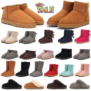 Mini bottines de neige pour hommes et femmes, pantoufles d'hiver classiques, kaki, noir, gris, marron, chaussures d'extérieur, 2023