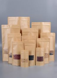 Bolsas de papel Kraft de 11 de tamaño Bolsas de barrera de humedad de la bolsa de sellado con tirolina bolsas de embalaje de alimentos reutilizables bolsas transparentes delanteras2501610