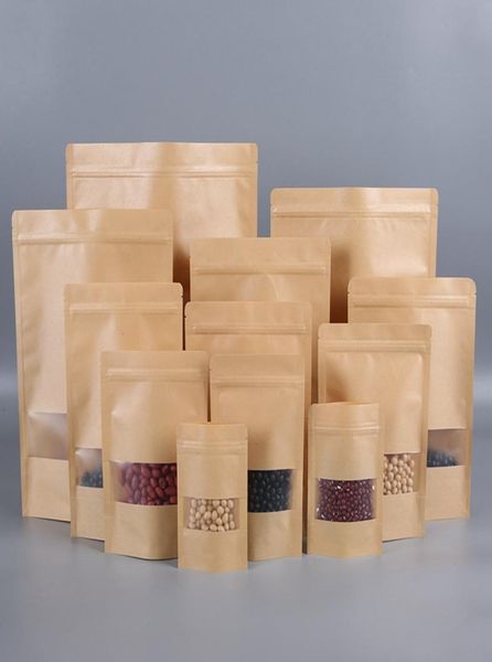 11 Size Kraft Paper Sac Alimentation Sac à barrière d'humidité Sacs d'emballage alimentaire ziplock Sacs d'emballage alimentaire réutilisables Sacs transparents avant 25501610