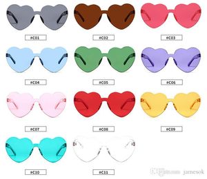 11 estilo atractivas gafas de sol en forma de corazón accesorios de moda para mujer gafas transparentes coloridas encantadoras gafas de sol con montura sin montura dc248