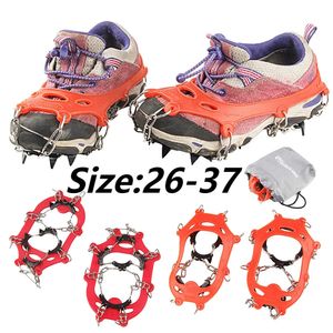 Crampons d'escalade à 11 dents pour la marche hivernale en plein air Pêche sur glace Chaussures de neige Chaussures antidérapantes Couvre-chaussures en acier au manganèse pour enfants 240102