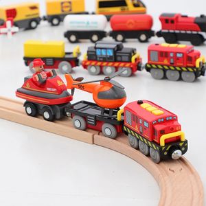 11Type Train électrique Set Locomotive voiture magnétique moulé sous pression Slot Fit toutes les marques Biro voie ferrée en bois chemin de fer jouets éducatifs 240131