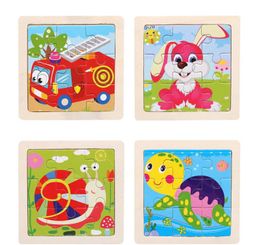 11X11 CM Kids Houten Puzzel Cartoon Dier Verkeer Tangram Houten Puzzel Speelgoed Educatief Jigsaw Speelgoed voor Kinderen geschenken