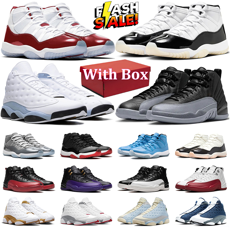With Box 11 12 13 men women Basketball Shoes 11s Cool Grey Bred Cherry 12s Black Wolf Grey Twist 13s Wheat Flint Lucky Green mens trainer sports sneakers