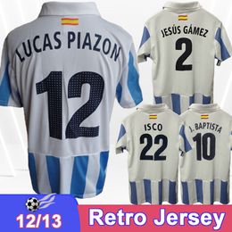 12 13 Malaga Jesus Gamez Mens Retro Soccer Jerseys Isco J. Baptista Toulalan Home Camisetas de fútbol vintage Uniformes para adultos
