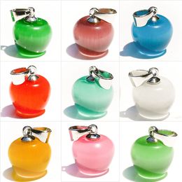 12*13mm coloré oeil de chat petite pomme forme pendentif mignon coloré fruits breloques collier bijoux faisant des accessoires