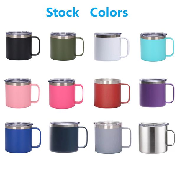 12/14 oz tasses à café poignée bureau tasse Stanless bouteille d'eau gobelet tasse isolation thermique bière froide tasses Drinkware VT2464