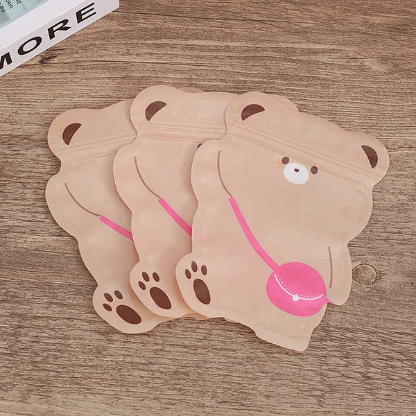 12 * 15 cm Precioso oso Azúcar Bolsas de embalaje de plástico Papel de aluminio Sellado Bolsa de dibujos animados para niños Regalo Dulces Galletas Merienda Galleta Nuez Juguetes Paquete de joyería Almacenamiento