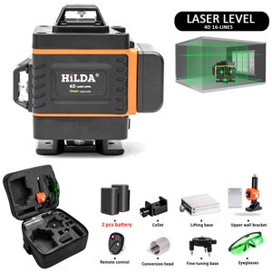 12/16 Lines 3/4D Laser Level Level Self-Leveling 360 Horizontal And Vertical Cross Super Powerful Green Laser Level with 2 Battery