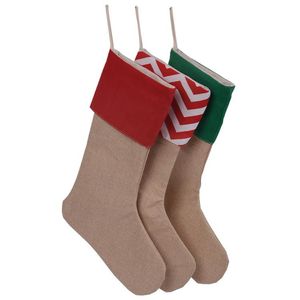 12 * 18 inch Nieuwe Hoge Kwaliteit Canvas Christmas Stocking Gift Tassen Xmas Groot Afmeting Effen Jute Decoratieve Sokken in Natural Jute Ivory