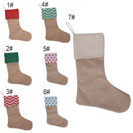 12 * 18 pouces Bas de Noël Sacs-cadeaux Décorations Chaussettes en toile Bas de décoration d'arbre de Noël Chaussettes Bas de Noël 7styles VT1737