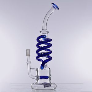 12,2 inch Waterpijpen Dubbele Helix Buizen Inline Prec Glazen Water Bongs met 14mm Mannelijke Kom voor Roken