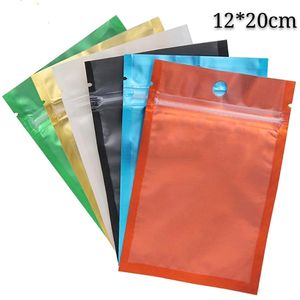 Duidelijke en matte kleurrijke ritssluiting Seal verpakking tas hersluitbare zip lock plastic pouch telefoon case pakket tassen 12 * 20 cm 100 stks per kavel frosted