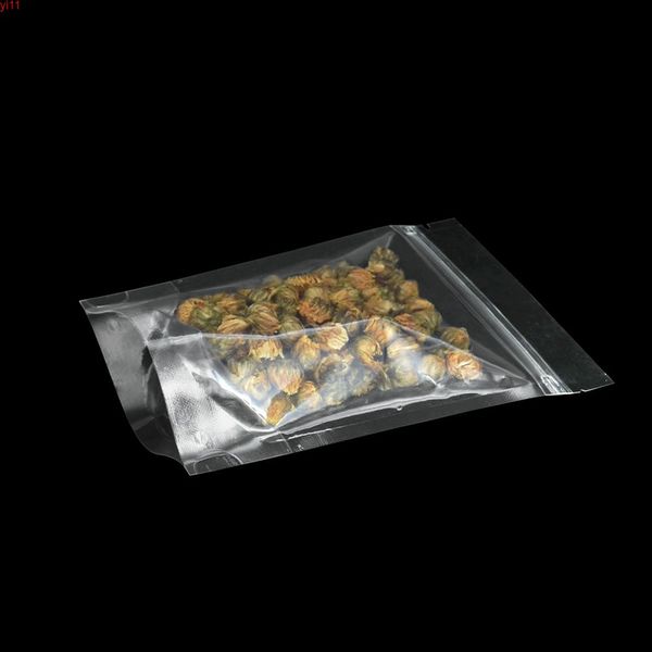 Bolsa de plástico con cierre de cremallera transparente sellable con calor de 12*20cm, Doypack transparente para café, té, alimentos secos, bolsa de embalaje con cremallera superior, 100 uds/lote de alta calidad