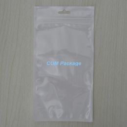 12x23cm (4,7 "x9.1") White / Clear Self Seal Zipper Lock Bag Retail Verpakking Plastic Ritssluiting Verpakking Pouch Poly Bag met Hang Gat