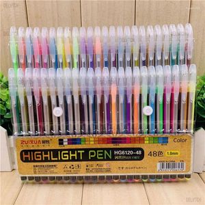 12/24/36/48 Kleur Set Glitter Metallic Markeerstift Gel Pen 1.0mm Art Markering Schilderij Tekening graffiti Kantoor School Briefpapier