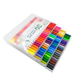 24/12/36/48 Couleurs Marqueurs de haute qualité stylos Set Dual Tip Color Color Brush stylo Adults Kids Ligne Drawing Pen Painting Art stylos
