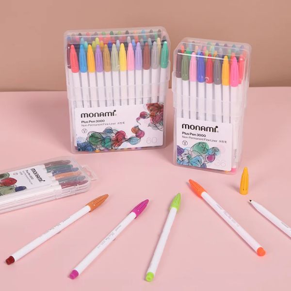 24/12/36/48 Colors Monami Plus Pen 3000 Colory Colory Colors para pintar suministros escolares de niños