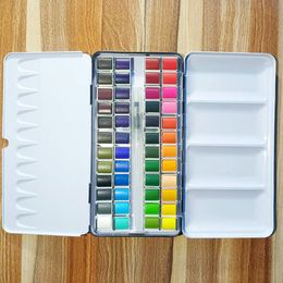Boîte en fer de qualité artistique, 12/24/36/48 couleurs, peinture aquarelle de couleur unie pour étudiants avec des Pigments artistiques nacrés professionnels