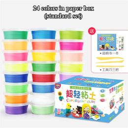 12 / 24 / 36 colores Super Light Modeling Clay Set Air Dry Plastilina suave Plastilina Play Dough Playdough Polymer Clay DIY Toy 201226