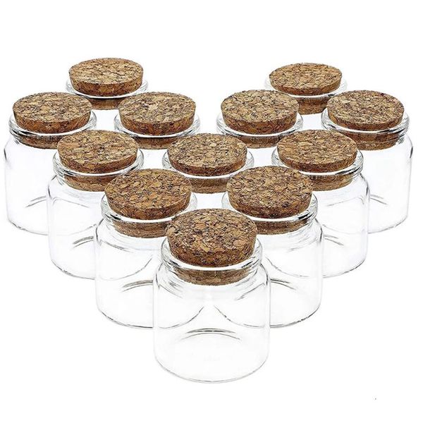 12/24/60PCS 50 * 47mm 50ml Tapón de botella de vidrio de corcho Tarro de almacenamiento picante Contenedores de botellas Frascos de almacenamiento Viales Especias de vidrio DIY Craft 240113