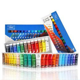 12/24 couleurs 15ML peinture acrylique ensemble peinture de couleur pour tissu vêtements ongles verre dessin peinture pour enfants fournitures d'art imperméables 240318