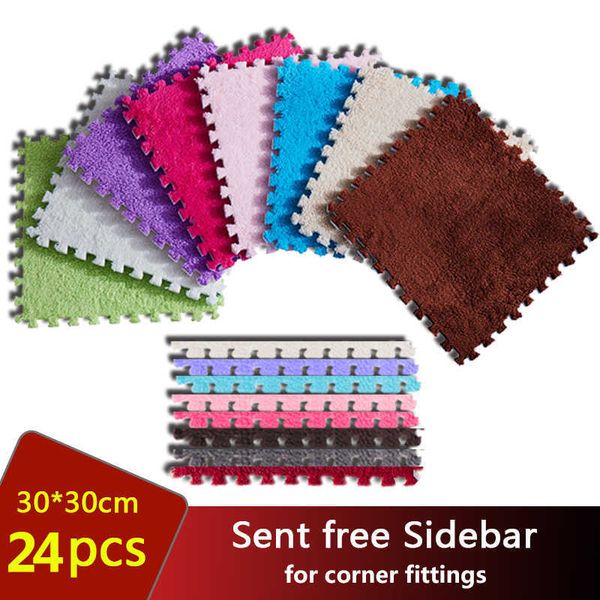 12/24PCS 30 * 30cm Tapis Salon Chambre Enfants Enfants Crawing Doux Mousse Patchwork Jigsaw Splice Têtes Escalade Bébé Tapis 210727