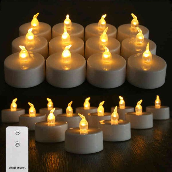 Bougies chauffe-plat LED sans flamme, 12/24 pièces, bougies romantiques pour mariage, décorations pour fête d'anniversaire et mariage