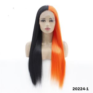 12 ~ 26 Pouces Full Straight Synthétique Avant de Lacet Perruques Simulation de Cheveux Humains perruques de cheveux humains Perruque