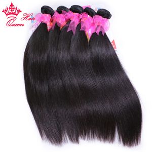Cheveux vierges Bundles raides 100% Extensions de tissage de cheveux crus humains Cheveux brésiliens Couleur naturelle peuvent être teints Queen Hair Products