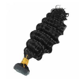 12-28 inches Deep Wave Full Head Braziliaanse hair tape in hairextensions natuurlijke zwarte kleur, gratis DHL