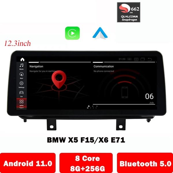 12,3 Android 11 coche DVD Radio GPS navegación reproductor Multimedia para BMW X5 F15 X6 E71 F16 sistema inteligente Carplay