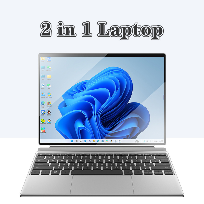 12,3 pouces 2 dans 1 ordinateur portable Intel Celeron J4125 Quad Core 8G RAM 128 Go SSD Windows 11 Tablette à écran tactile PC avec clavier avec clavier